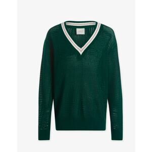 Varley green v neck knit varsity sweater M NwT